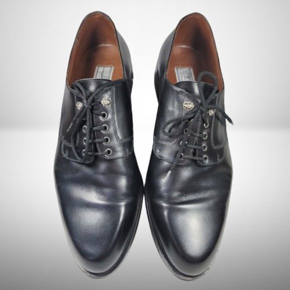 VERSACE CLASSIC V2 CABAL1 BLACK LEATHER LACE-UP MEN'S DRESS SHOES - SIZE: 9 - Picture 3 of 13